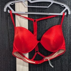 Victoria's Secret Red and White Swim Tops 38C.
